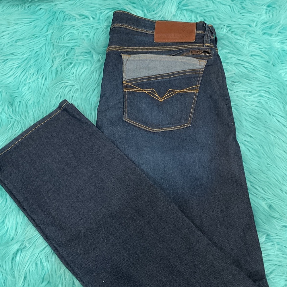 Guess Los Angeles Men's Dark Blue Straight Jeans